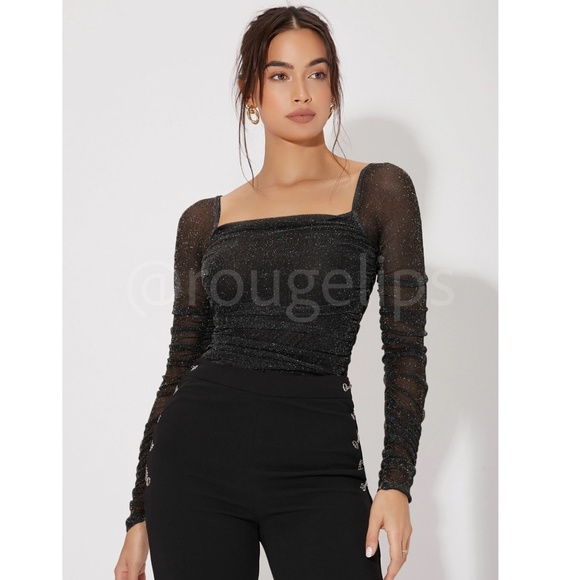 Long-Sleeved Lurex Sheer Shirt main image 0